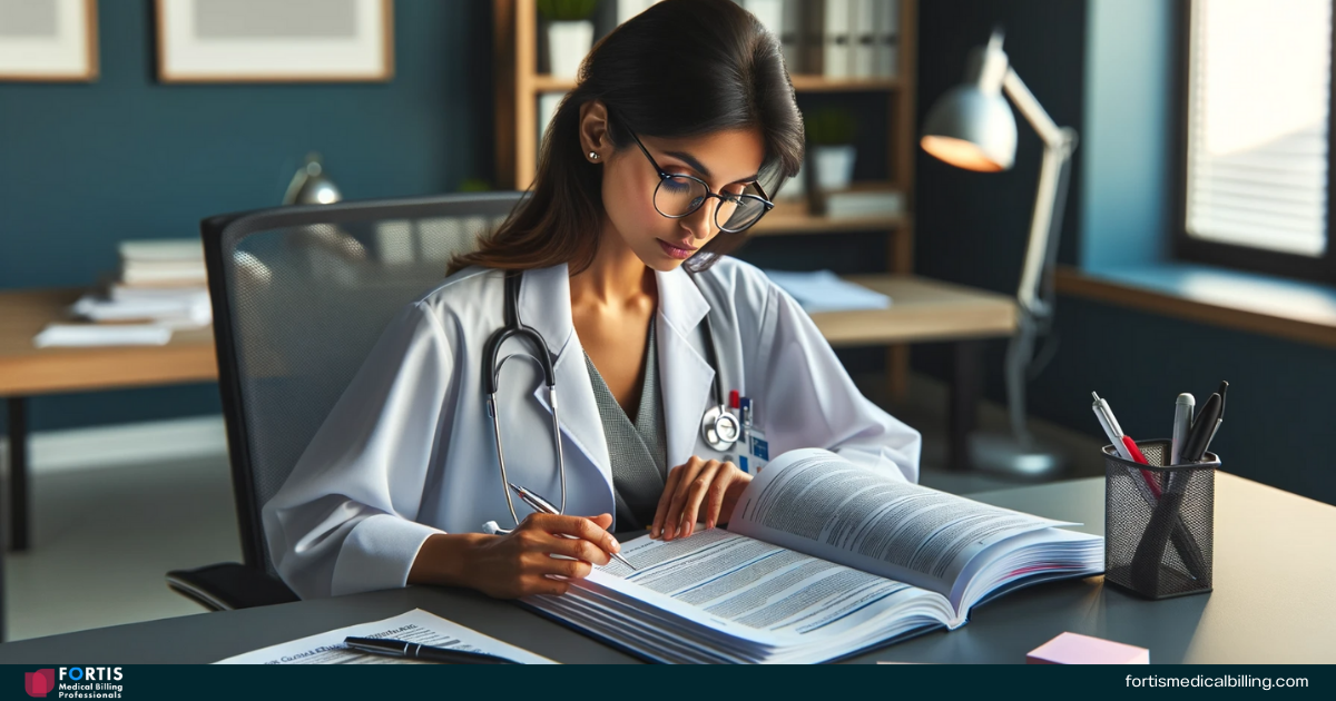 A doctor reviewing the updated wound care billing regulations and guidelines.